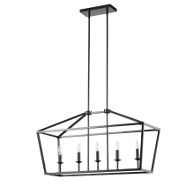 Avista Lighting Inc A4836BK - Avista Stratford Linear Chandelier 5-Light Black