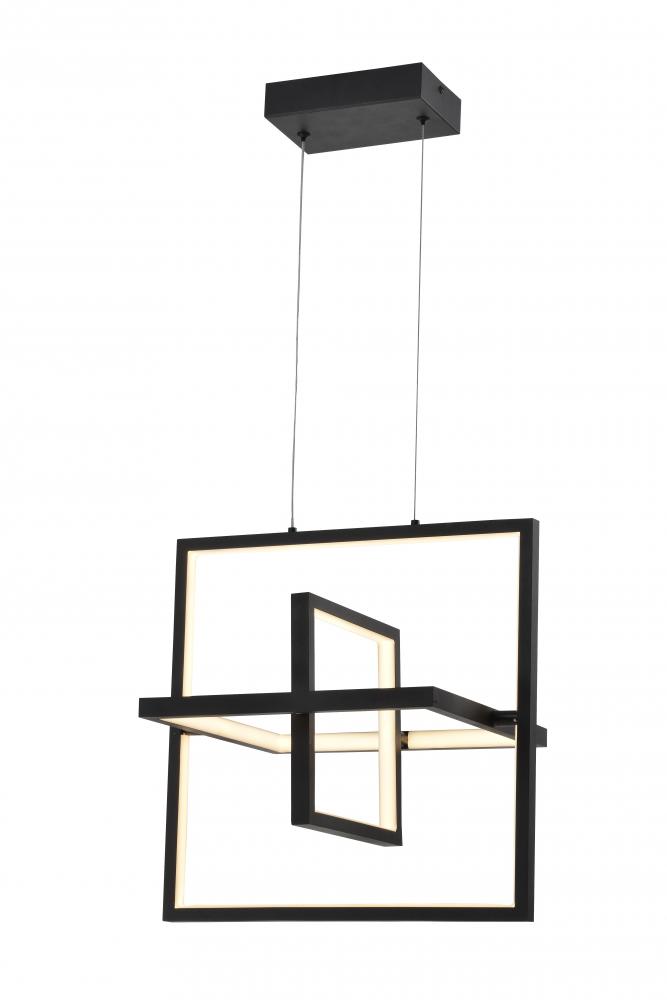 19" 45 W Led pendant, intial lumen,2800, 3000K in black, Dimmable, Dimensions: 19"x19"x2