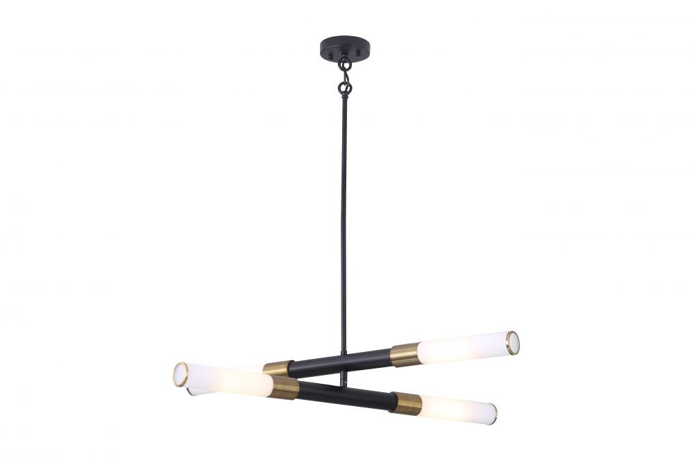 35" 2 Tier Pendant, With 4x25 W E26 medium base frame in Black finish