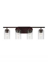 Generation Lighting 41173-710 - Oslo dimmable 4-light wall bath sconce in a bronze finish with clear seeded glass shade
