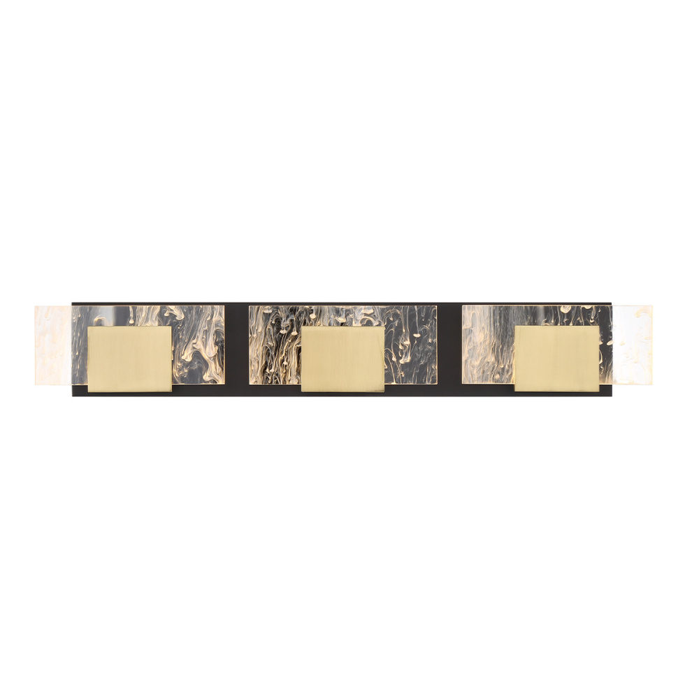 Kasha 3 Light Vanity in Black and Brass