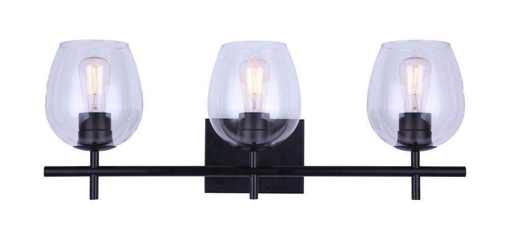 CAIN, MBK Color, 3 Lt Vanity, Clear Glass, 100W Type A, 25" W x 9.5" H x 7.25" D, Easy C