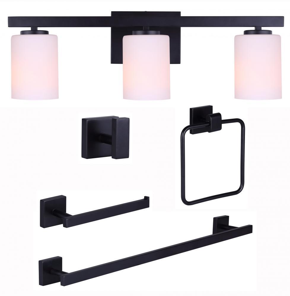 Bath Accessories and Vanity Combo, JAE MBK Color -G-, Towel Ring, Robe Hook, Tissue Holder