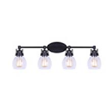 Canarm IVL705A04BK - CARSON, MBK Color, 4 Lt Vanity, Seeded Glass, 100W Type A, 33" W x 10 1/4" H x 7 1/4" D
