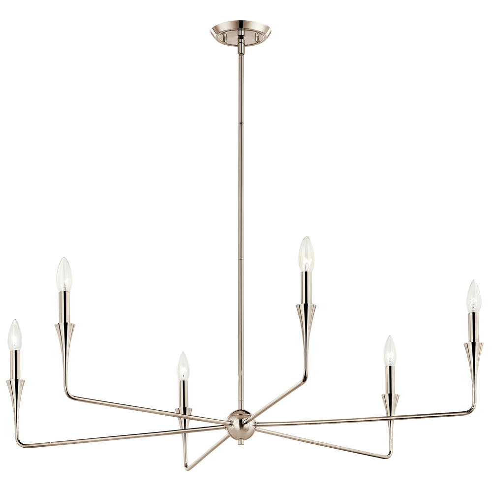 Alvaro 40 Inch 6 Light Chandelier in Polished Nickel