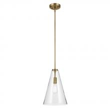 Kichler 42199NBRCS - Everly 15.25" 1-Light Cone Pendant with Clear Seeded Glass in Natural Brass