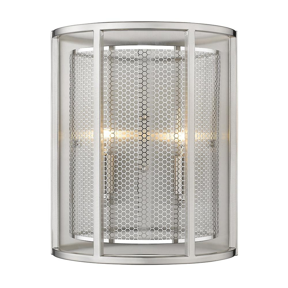 2 LT Wall Light w/ Matte Nickel Finish & Metal Cage Shade