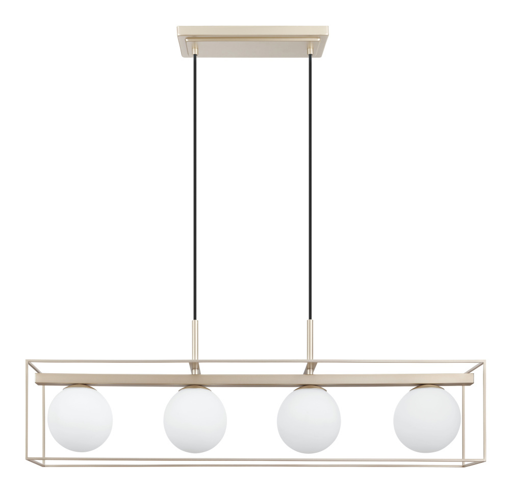 4 LT Linear Pendant w/ Champagne Finish & White Glass  Shades