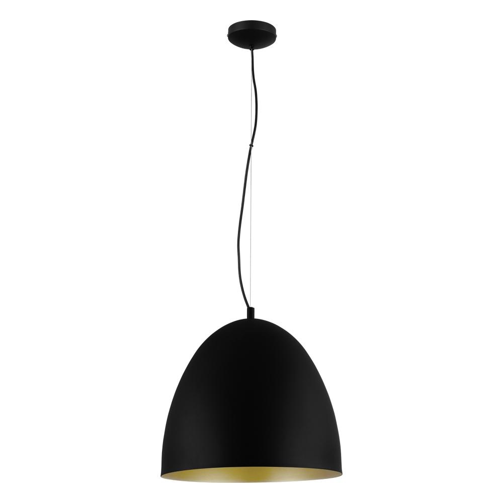 1 LT Pendant w/ Black Finish & Black & Gold Shade