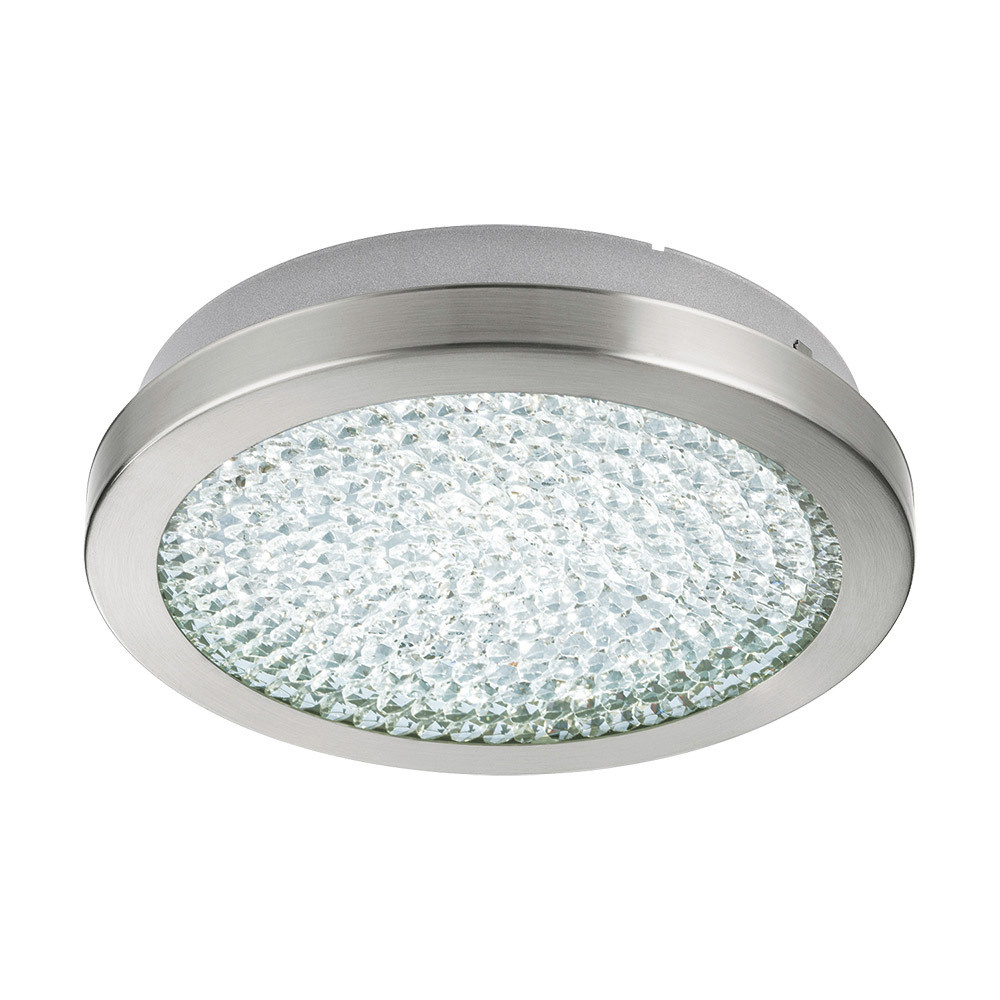 LED Ceiling Light w/ Matte Nickel Finish & Clear Glass Shade w/ Clear Glass Crystal Stones