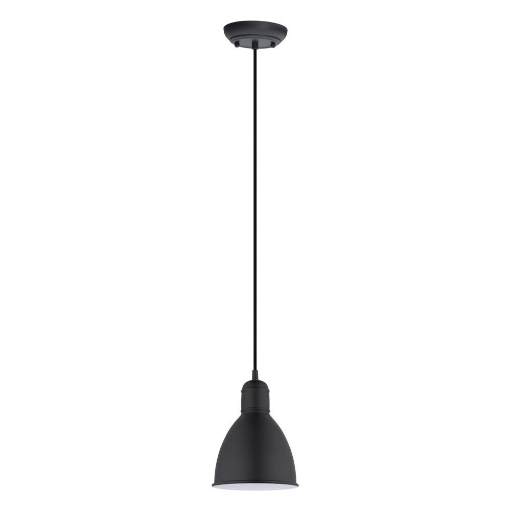 1 LT Mini Pendant w/ Black Finish & Black w/ White Interior Shade