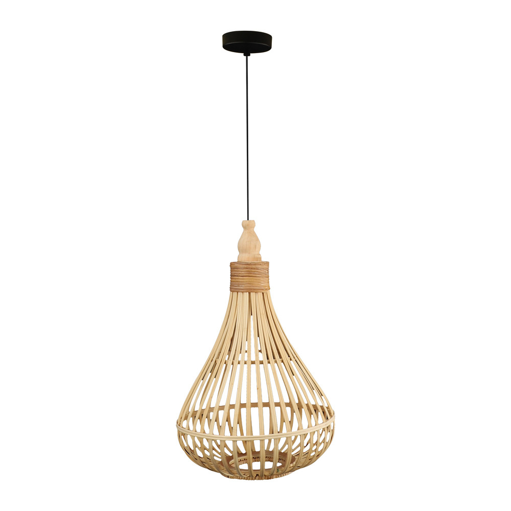 1 LT Pendant w/ Brown Finish & Wood Shade