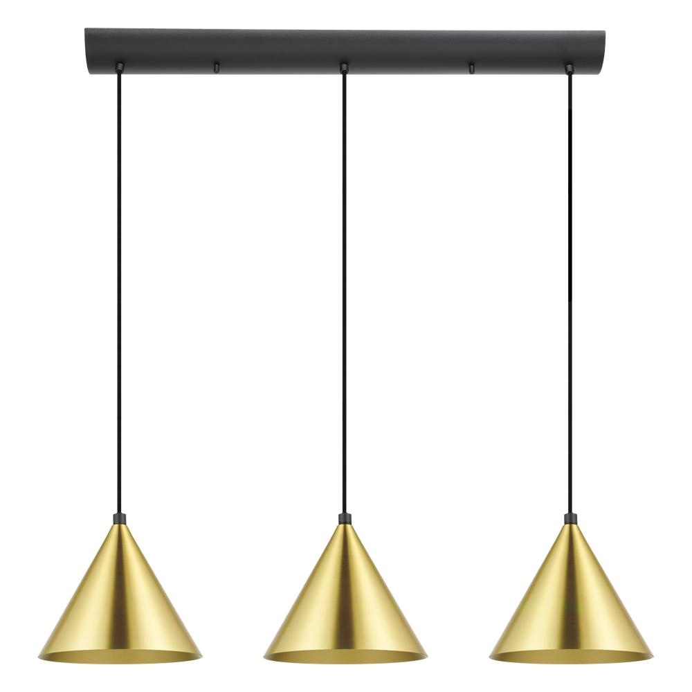 3 LT Linear Pendant w/ Black Finish & Brushed Brass Metal Shades