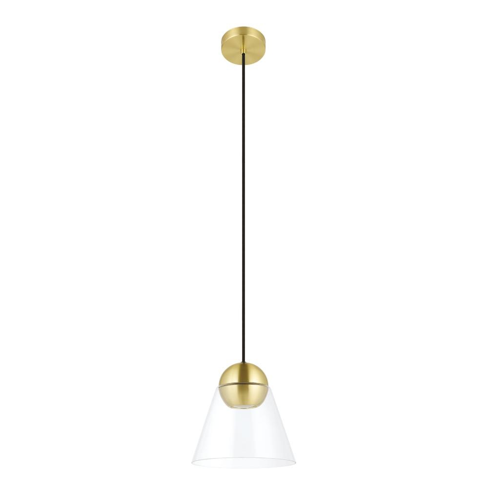 1 LT Mini Pendant w/ a Brushed Brass Finish & Clear Cone Glass Shade