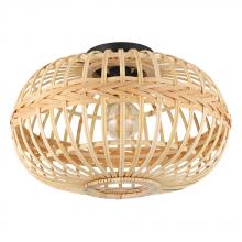 Eglo Canada 206083A - 1 LT Ceiling Light w/ Black Finish and Natural Wood Shade