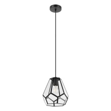 Eglo Canada 43643A - 1 LT Pendant w/ Black Finish & Clear Geometric Glass Shade w/ Black Accents