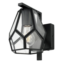 Eglo Canada 43645A - 1 LT Wall Sconce w/ Black Finish & Clear Geometric Glass Shade w/ Black Accents