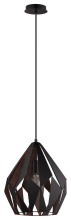 Eglo Canada 49254A - 1 LT Pendant w/ Black Finish & Black w/ Copper Interior Geometric Metal Shade