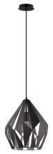 Eglo Canada 49255A - 1 LT Pendant w/ Black Finish & Black w/ Silver Interior Geometric Metal Shade