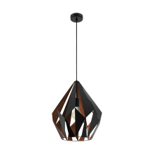 Eglo Canada 49878A - 1 LT Pendant w/ Black Finish & Black w/ Copper Interior Geometric Metal Shade