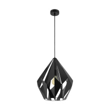 Eglo Canada 49879A - 1 LT Pendant w/ Black Finish & Black w/ Silver Interior Geometric Metal Shade
