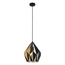 Eglo Canada 49931A - 1 LT Pendant w/ Black Finish & Black & Gold Leaf Shade