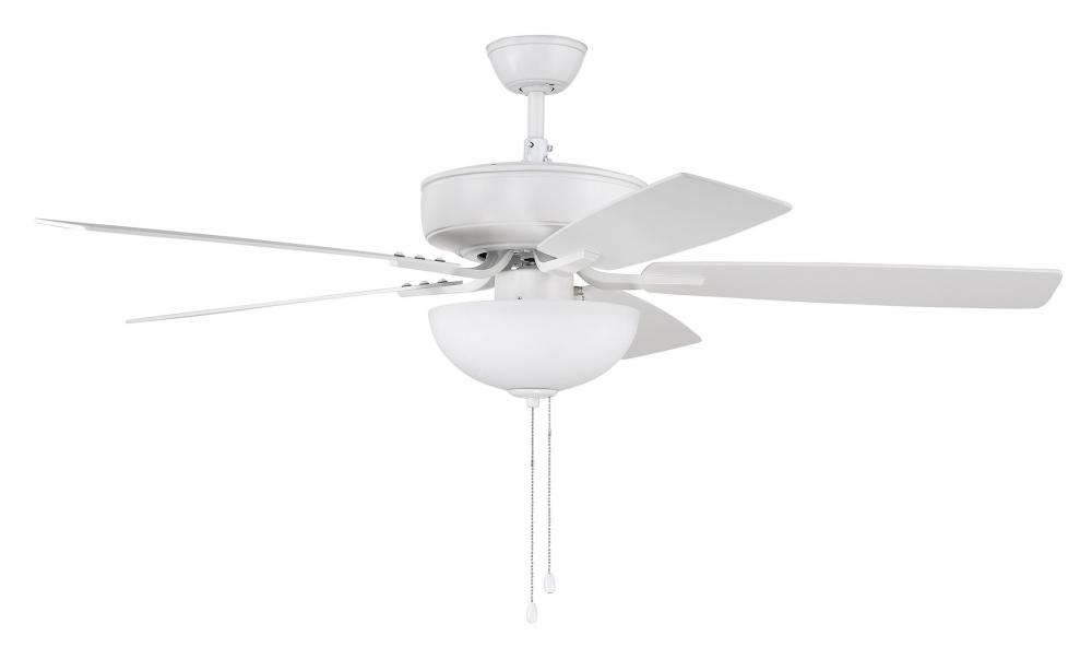 52" Ceiling Fan w/Blades, White Frost Bowl LED