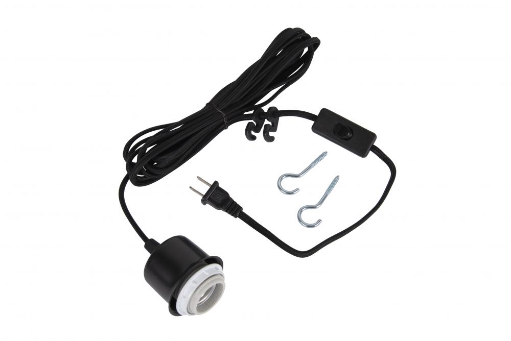 15' Black Cloth Cord w/Socket Kit