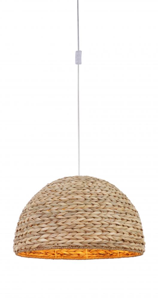 Portable Swag Pendant w/Natural Sea Grass Shade, Damp Rated