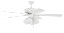 Craftmade P114W5-52WWOK - 52" Ceiling Fan w/Blades, 4 White Frost LED Lights