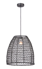 Craftmade P920MBK1 - 1 Light Pendant w/Woven Rattan Shade